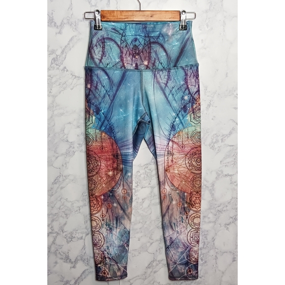 Evolution And Creation Leggings Women Size M Blue Stretch High Waist Activewear - Picture 4 of 6